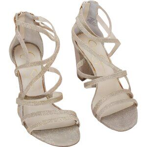 Jessica Simpson Stassey Strappy Block Heel Sandals Champagne Women's US 6.5M